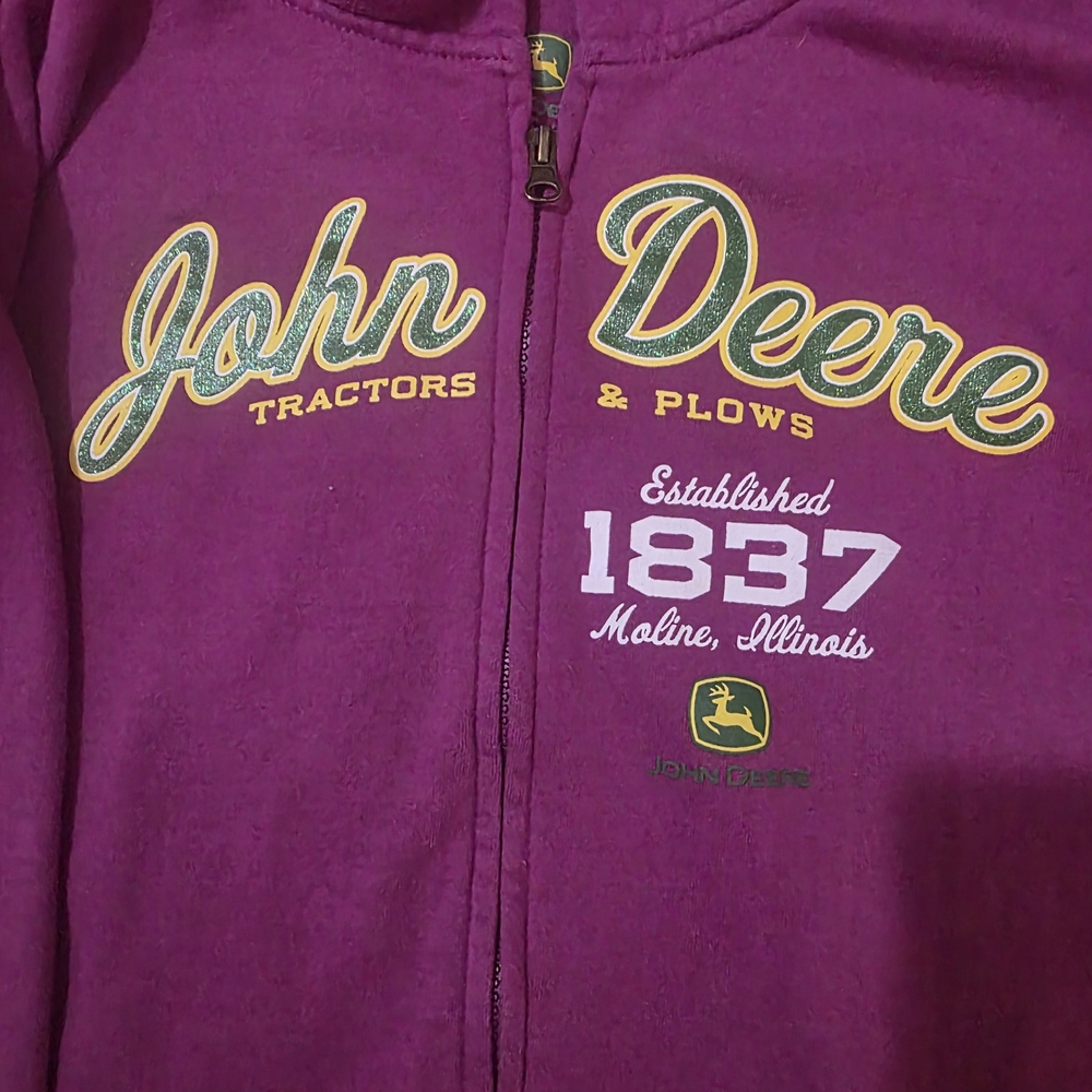 John Deere Purple Zip-Up with Green Logo - Picture 2 of 9